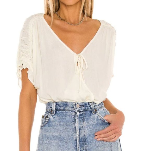 Free People Cleo Ivory Wrap Bodysuit - Picture 2 of 9